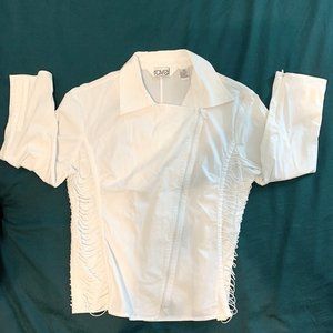 Diagonal Zipper White blouse with side details - M